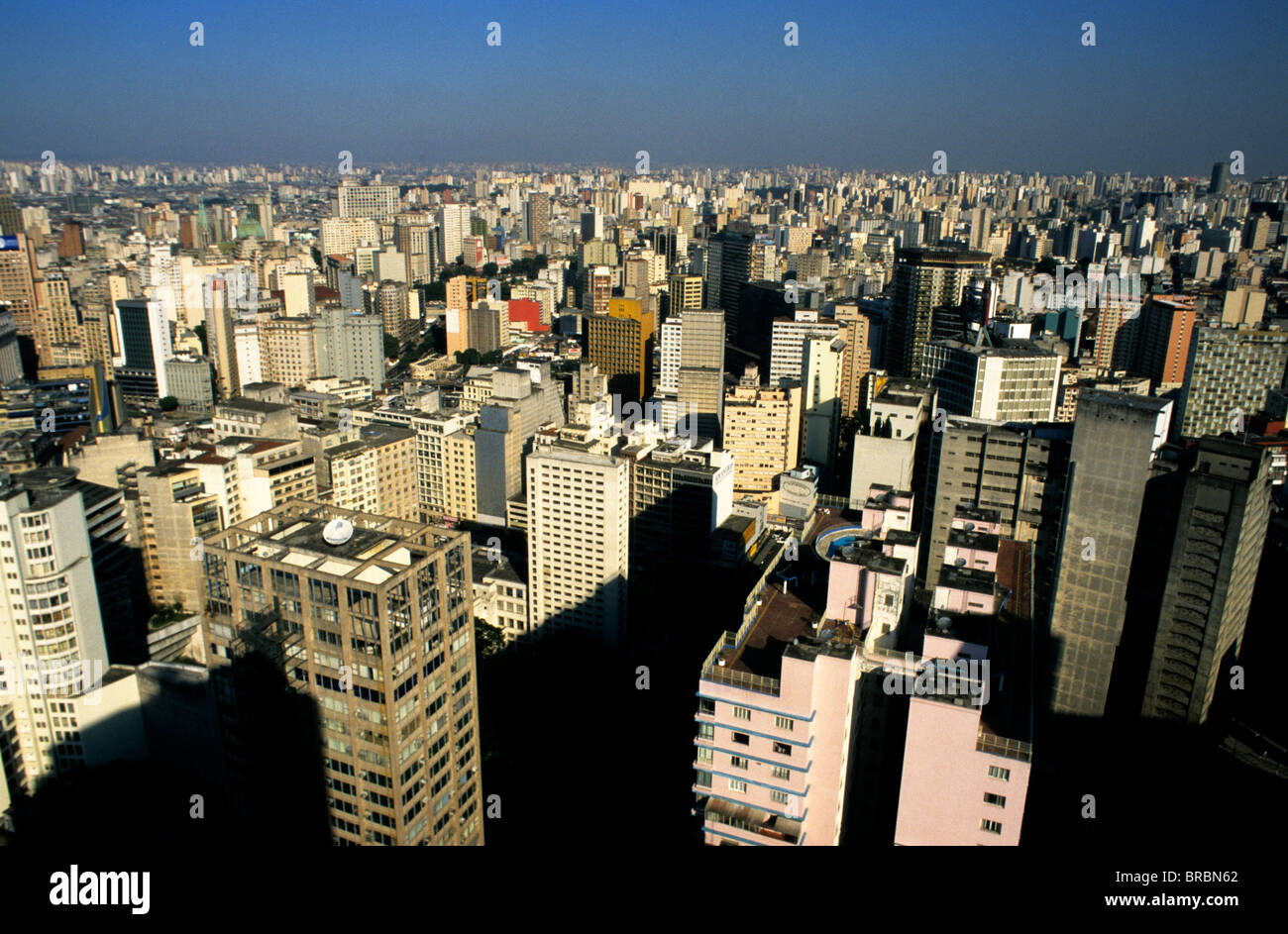 São Paulo city skyline from the rooftop observation deck of Edifício Itália Stock Photo
