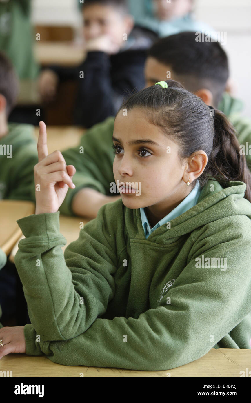 Palestinian schoolgirl in St. Joseph's seminary (secondary school), Nazareth, Galilee, Israel Stock Photo