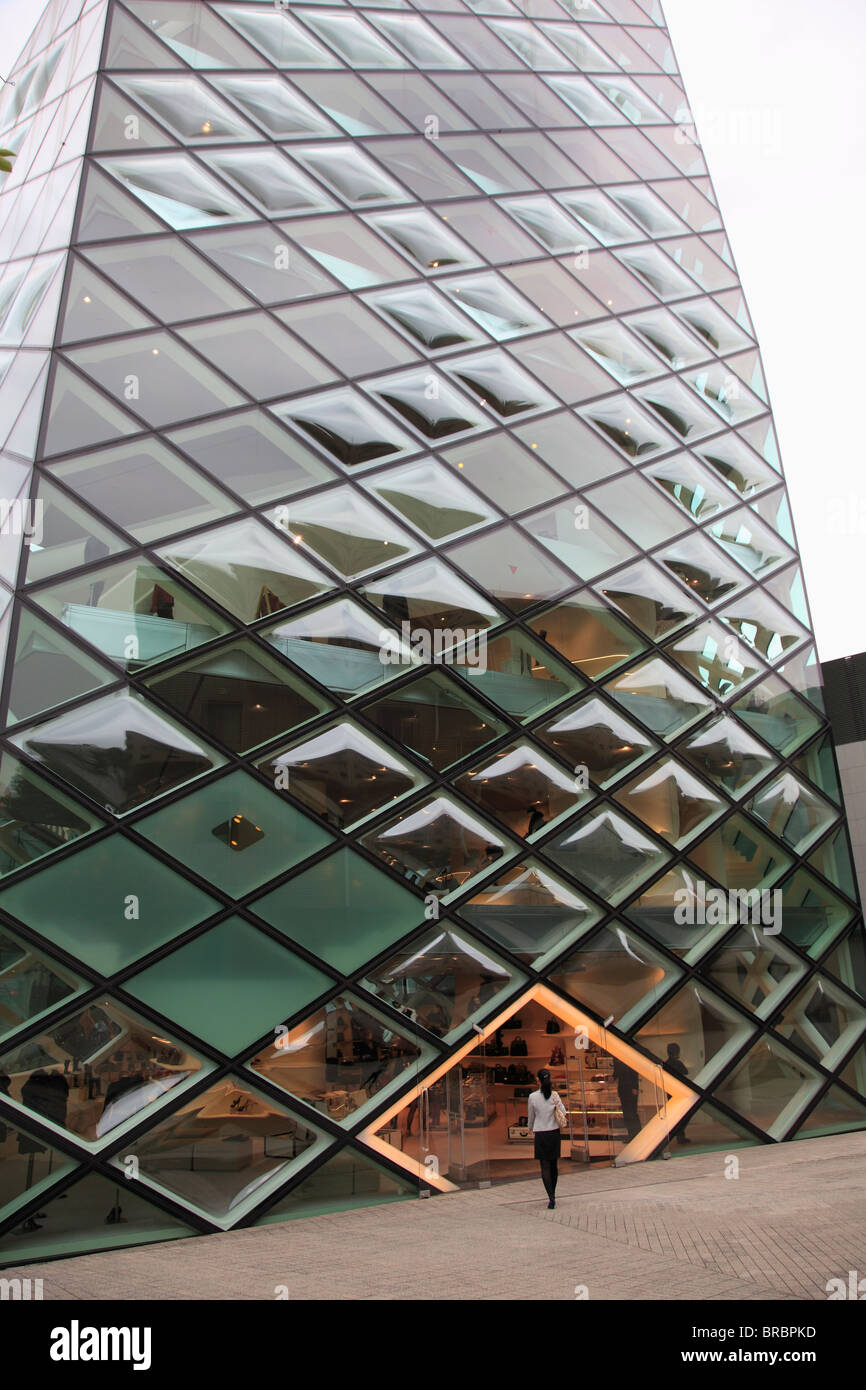 Prada building, designed by architects Herzog de Meuron, Aoyama, upscale fashion shopping district, Tokyo,  Japan Stock Photo