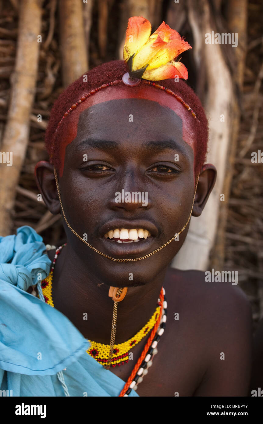 Samburu tribesman, Loisaba Wilderness Conservancy, Laikipia, Kenya, East Africa Stock Photo