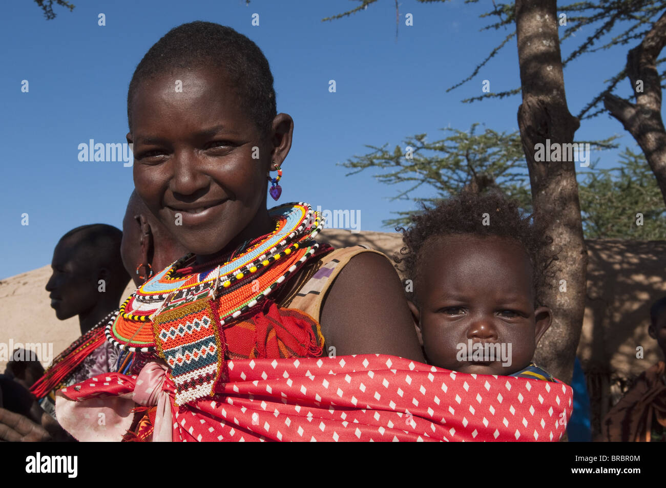 Samburu woman and baby, Loisaba Wilderness Conservancy, Laikipia, Kenya, East Africa Stock Photo