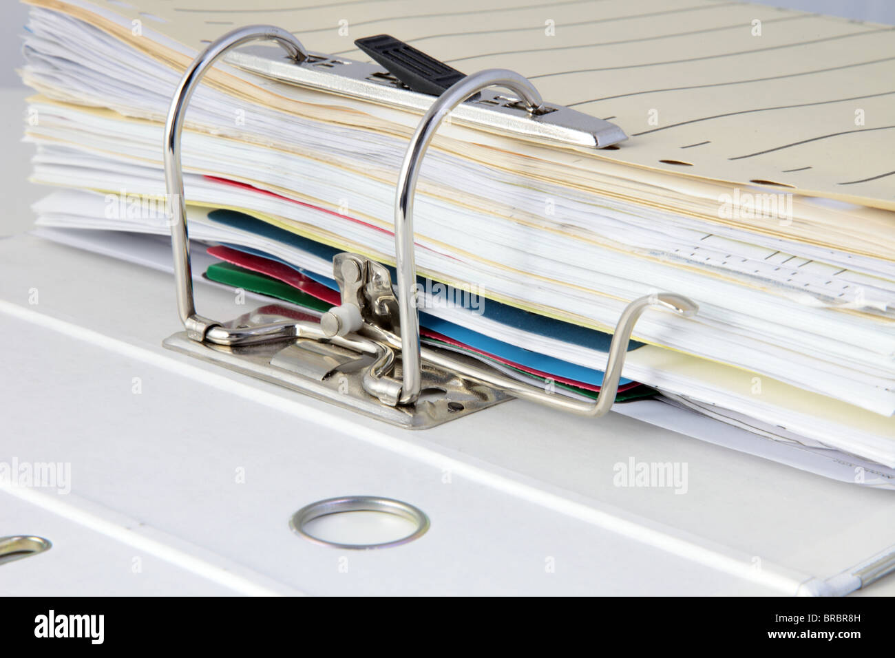 Detail shot of a filled document file. Stock Photo