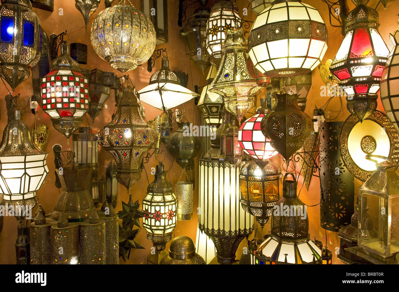Lanterns for sale in the Souk, Marrakech (Marrakesh), Morocco, North Africa  Stock Photo - Alamy