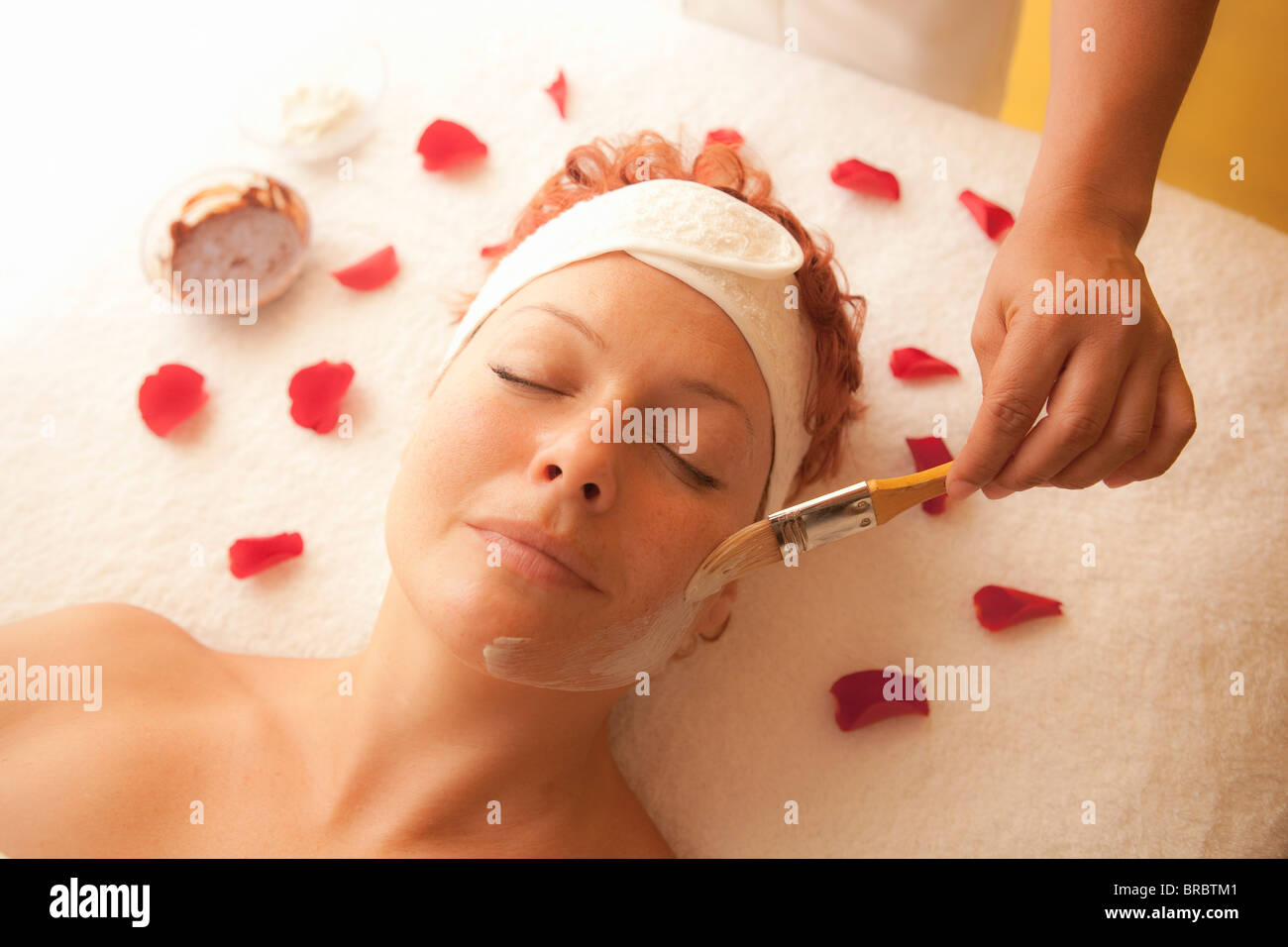 woman getting a facial treatment Stock Photo