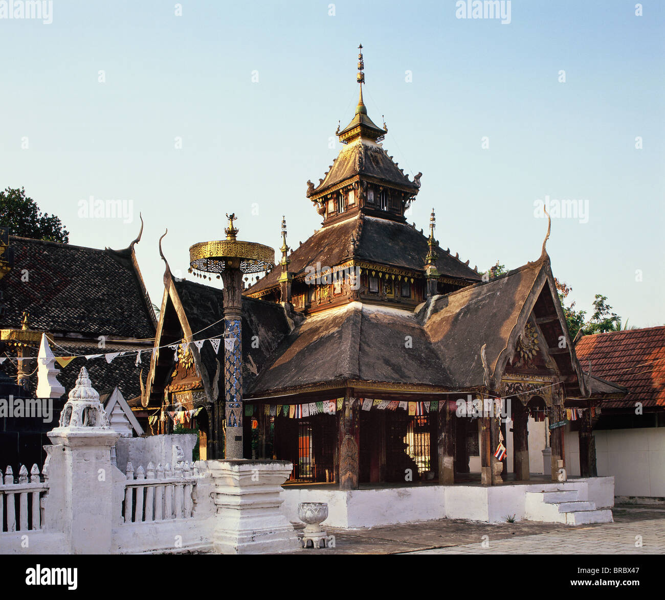 Wat Pongsanuk Tai, a classic Lanna style temple in Lampang, Northern Thailand, Thailand Stock Photo