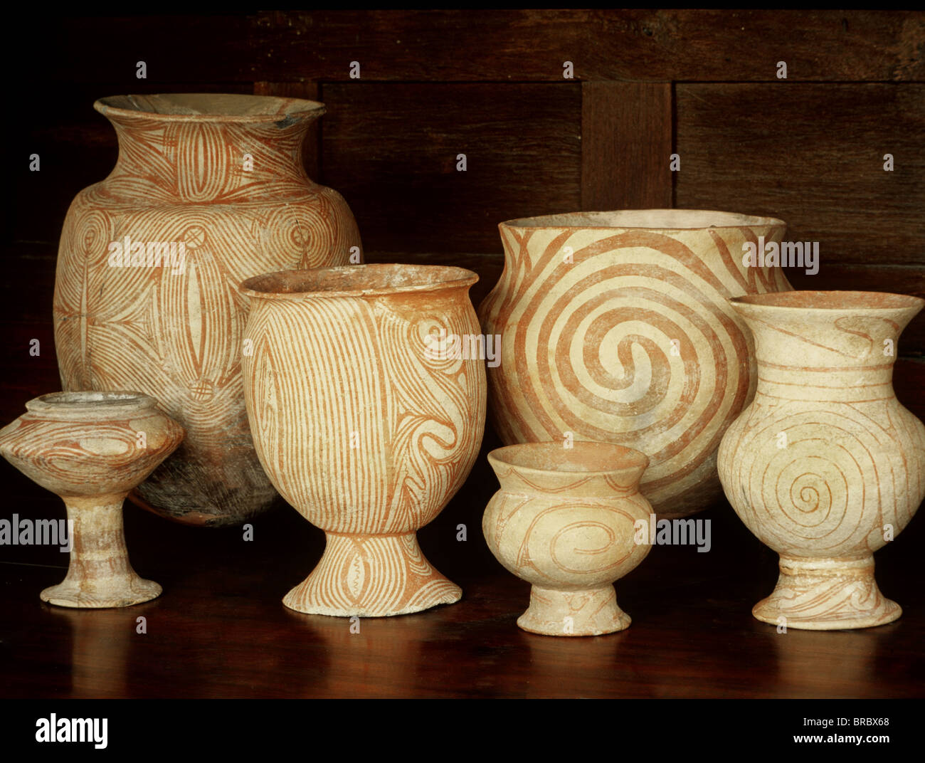 Ban Chiang prehistoric pottery, Suan Pakkad Museum collection, Bangkok Thailand Stock Photo