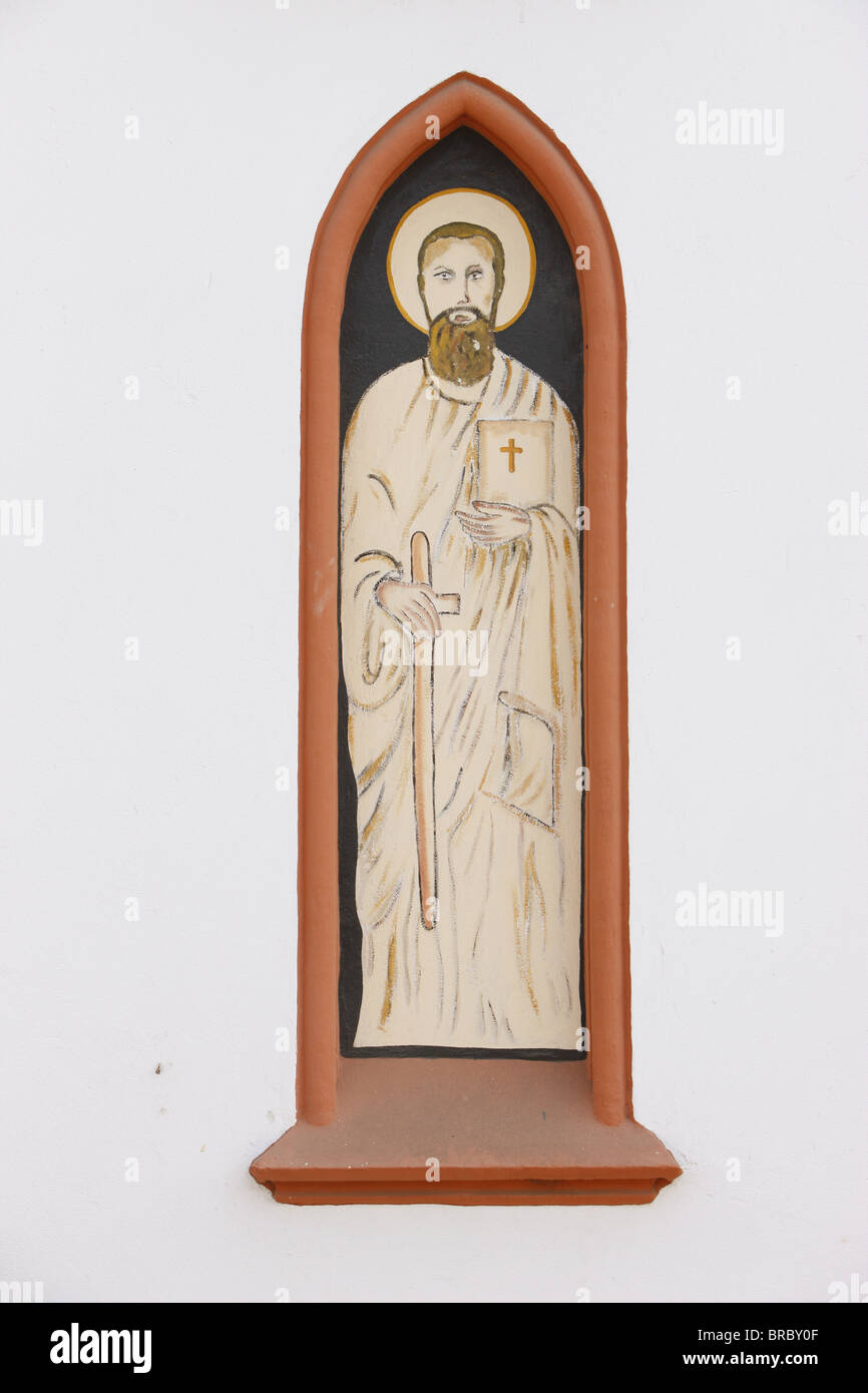 Painting of St. Paul in Lome cathedral, Lome, Togo, West Africa Stock Photo