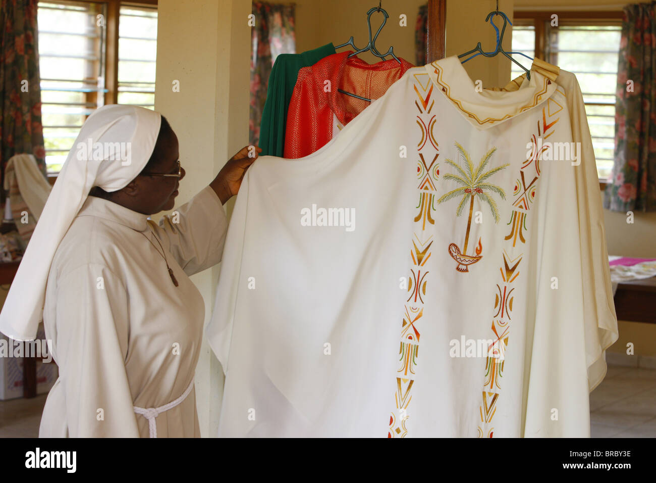 Priest's garment made at Akepe Catholic Monastery, Akepe, Togo, West Africa Stock Photo