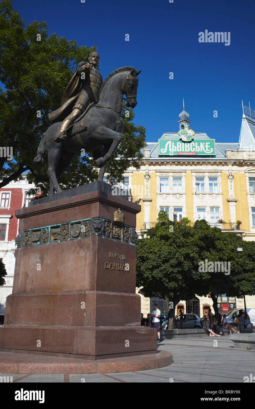 Statue in Public Square, Lviv (Lvov), Western Ukraine, Ukraine Stock Photo