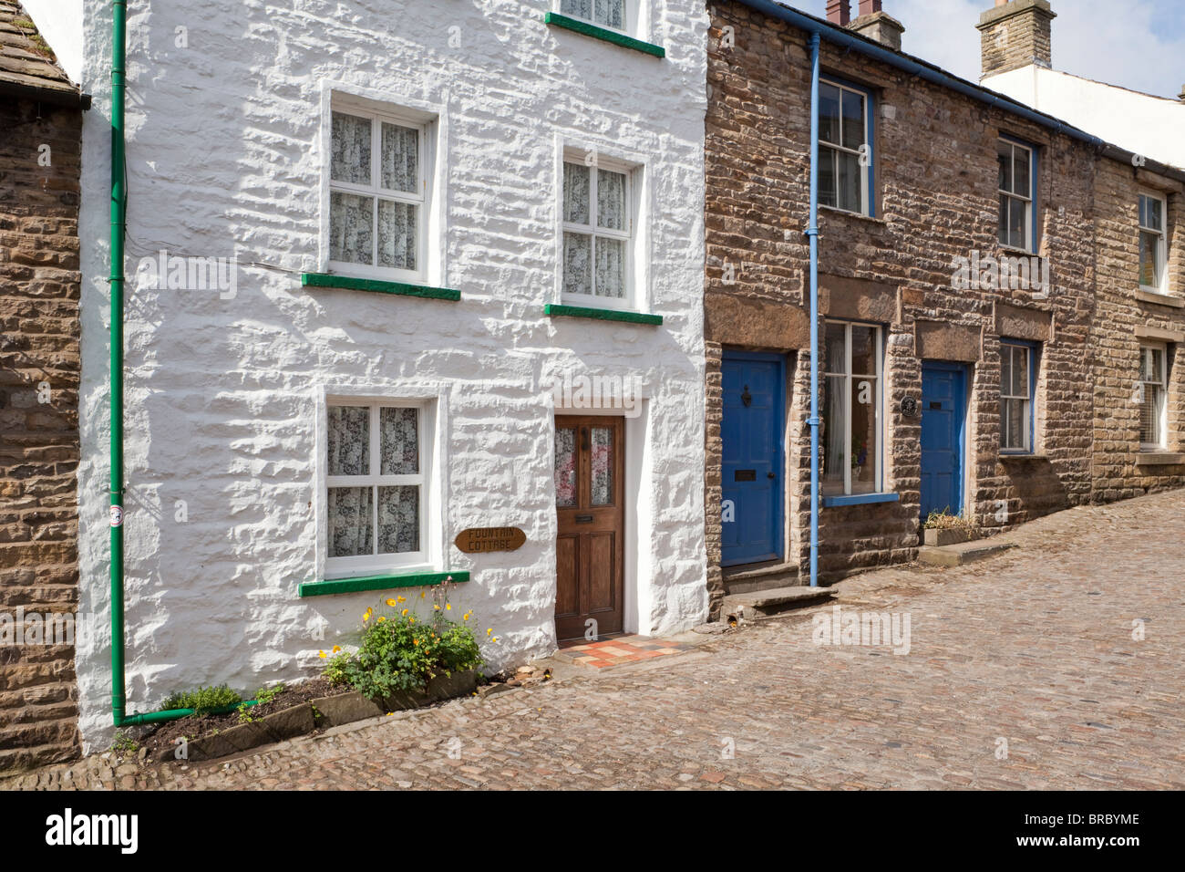 Cottages in the cobbled Main Street of the Yorkshire Dales National