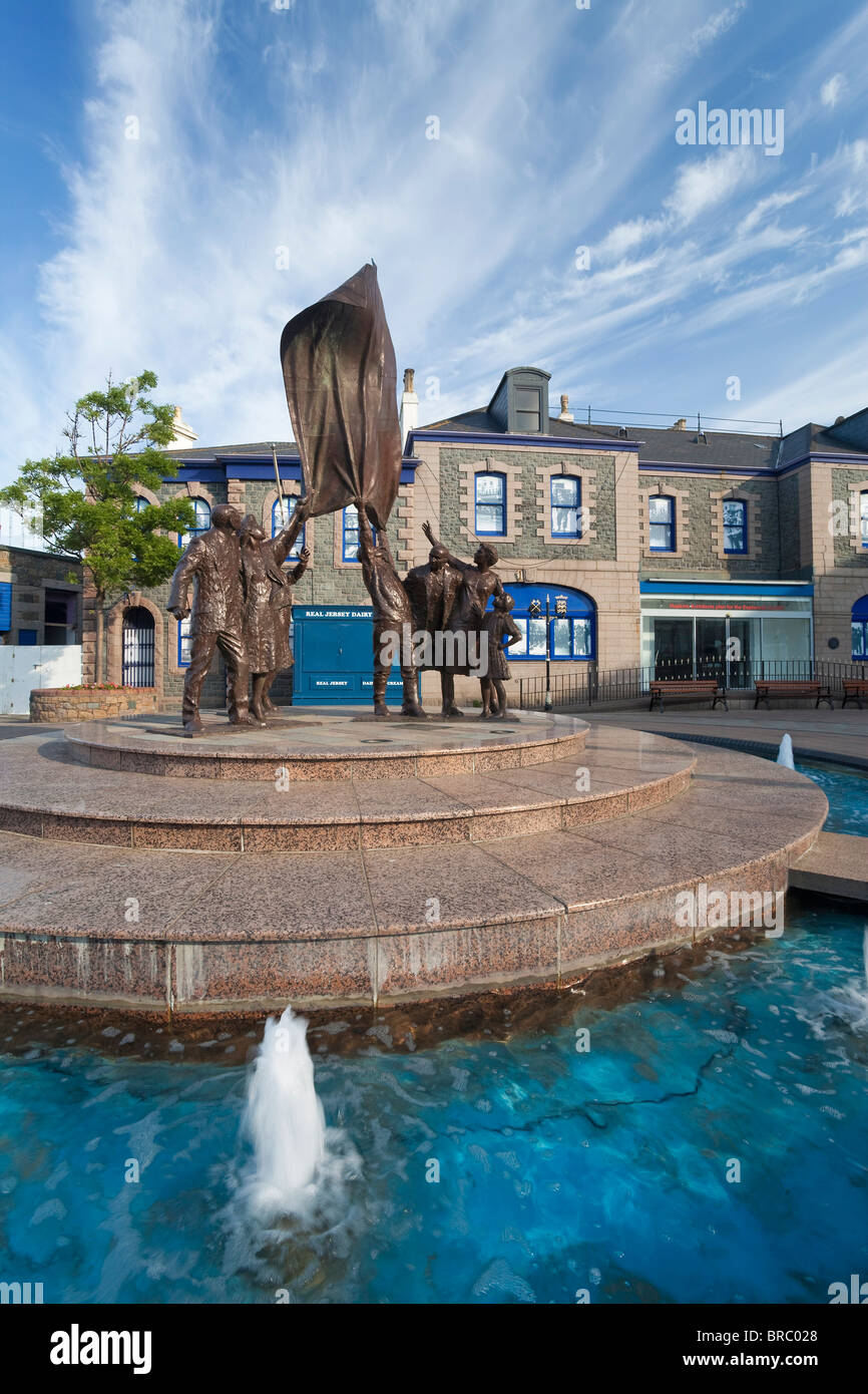 Sculpture in Liberation Square, St. Helier, Jersey, Channel Islands, UK Stock Photo