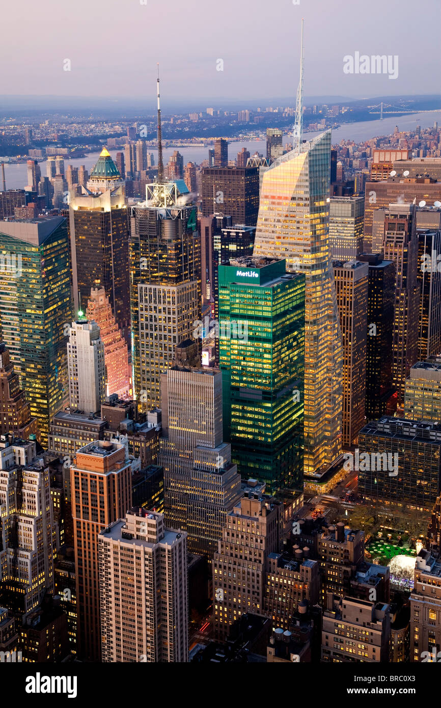 Elevated view of mid-town Manhattan, New York City, New York, Unitd States of America Stock Photo