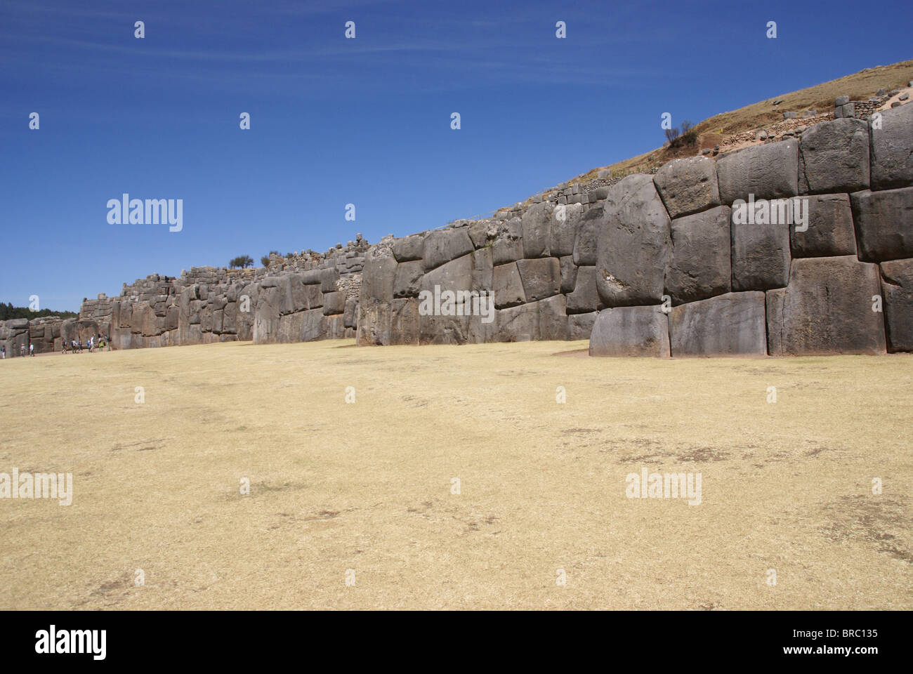 Massive stone Inca fortress walls, Sacsayhuaman, Cusco, Peru, South America Stock Photo