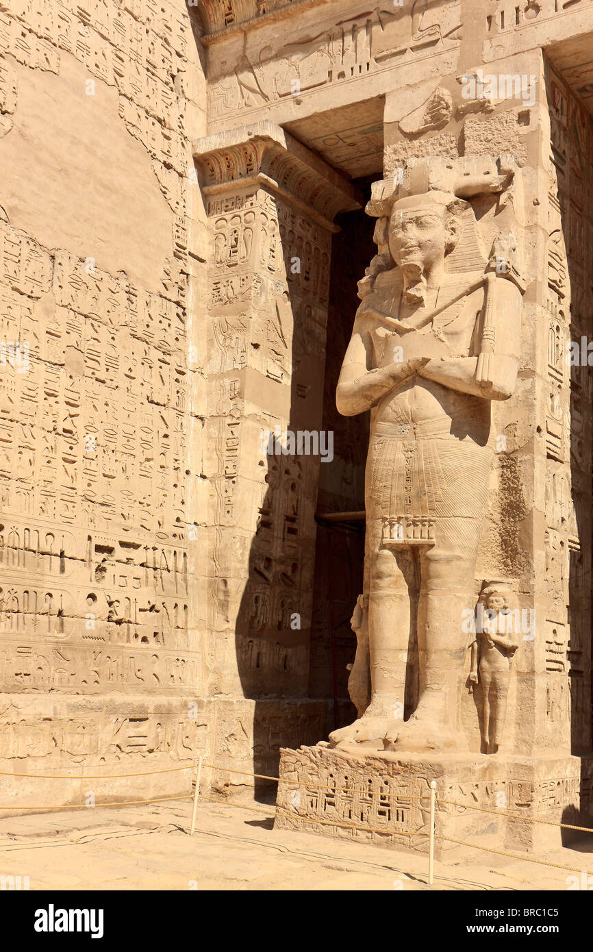 Egypt Medinet Habu Statues Stock Photo