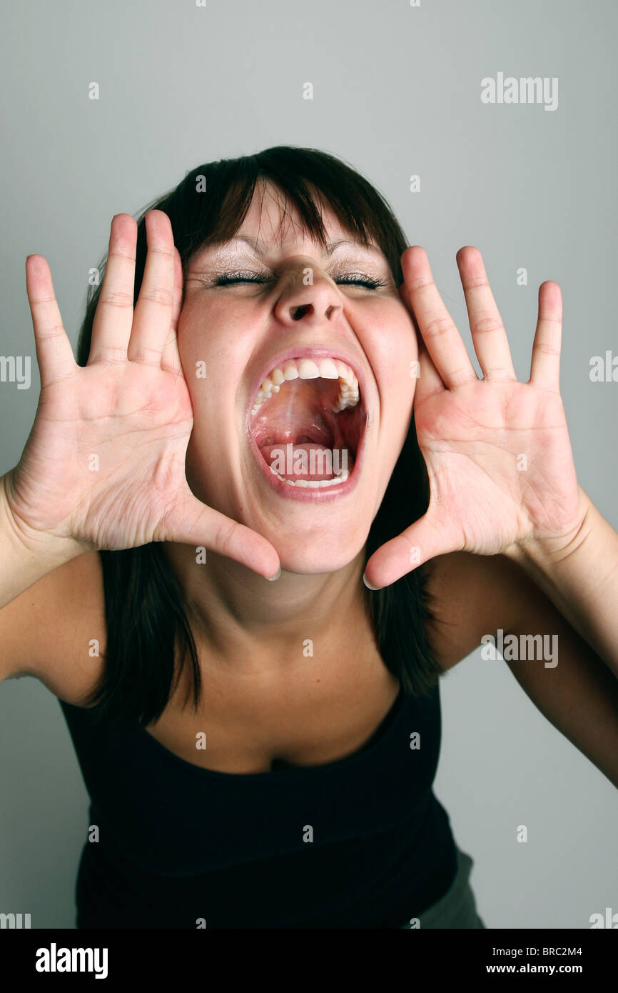 A screaming woman Stock Photo