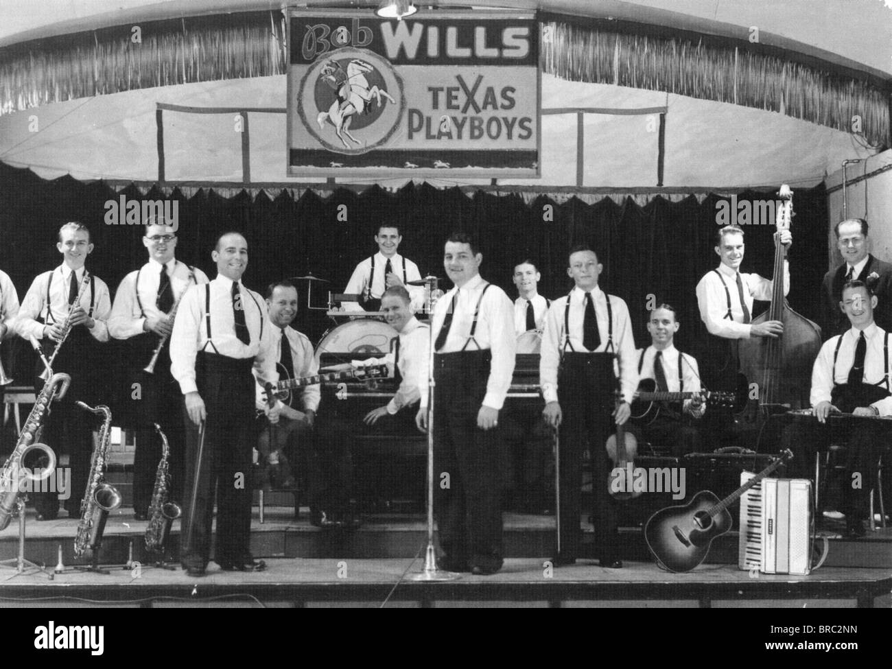 BOB WILLS TEXAS [PLAYBOYS  - US Country & Western band led by Bob Wills (1905-1975) seen here in 1937 Stock Photo