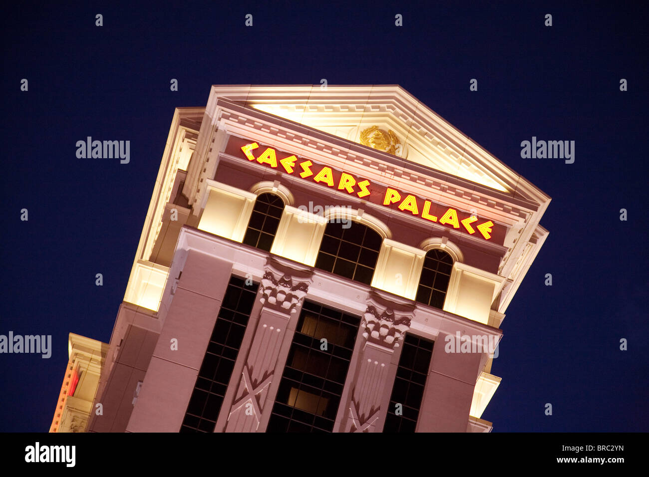 Caesars Palace Hotel at night, the Strip, Las Vegas USA Stock Photo