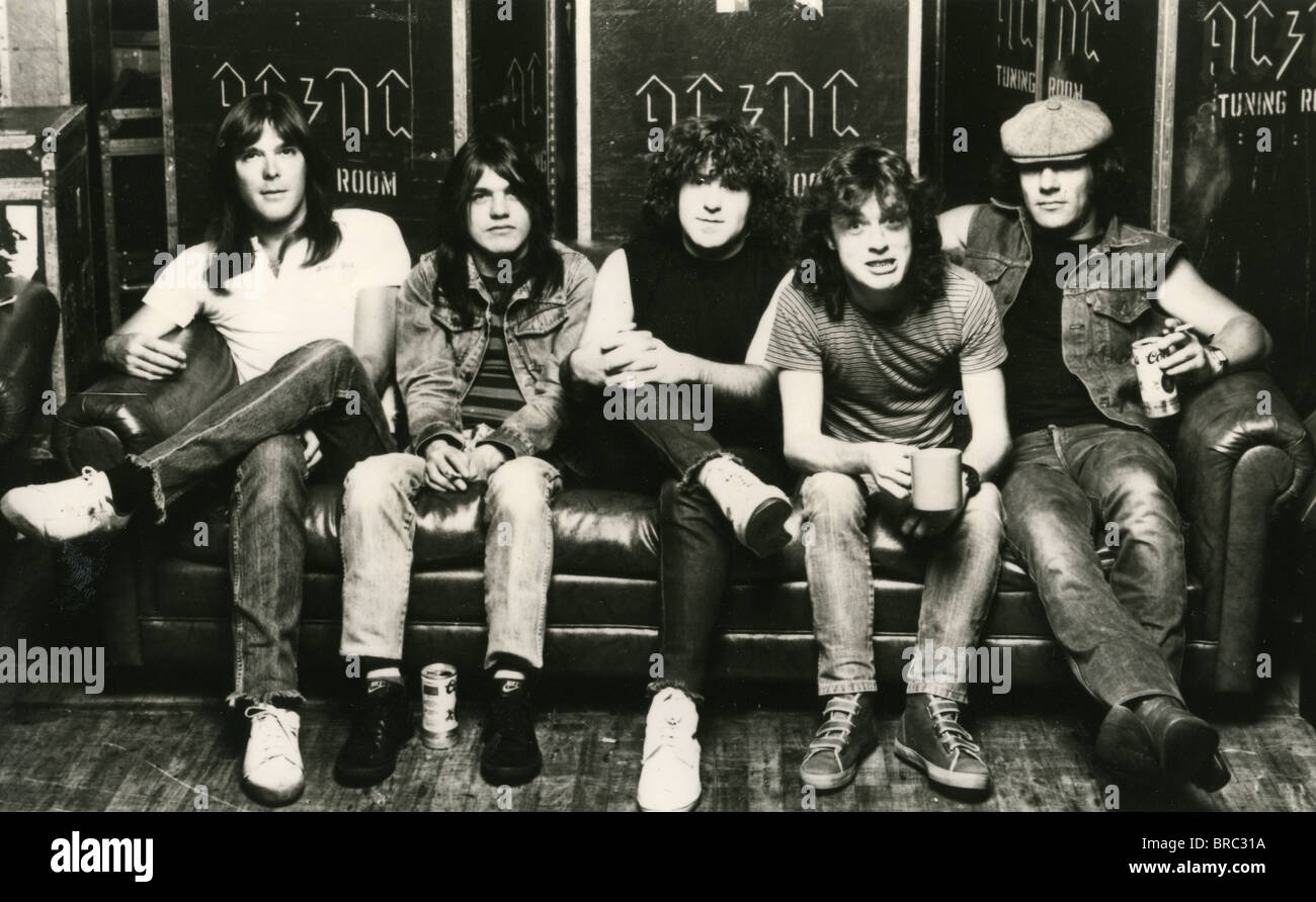 AC/DC  Promotional photo of Australian rock group. See Description below for names Stock Photo