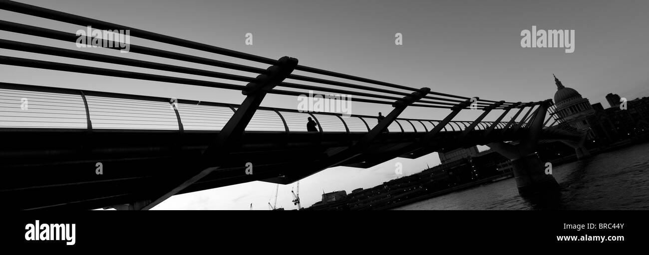 St Paul's Cathedral and the Millennium Bridge London Stock Photo