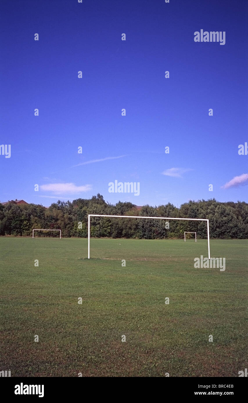 Goalposts on a Public Soccer Pitch in Summer, UK Stock Photo