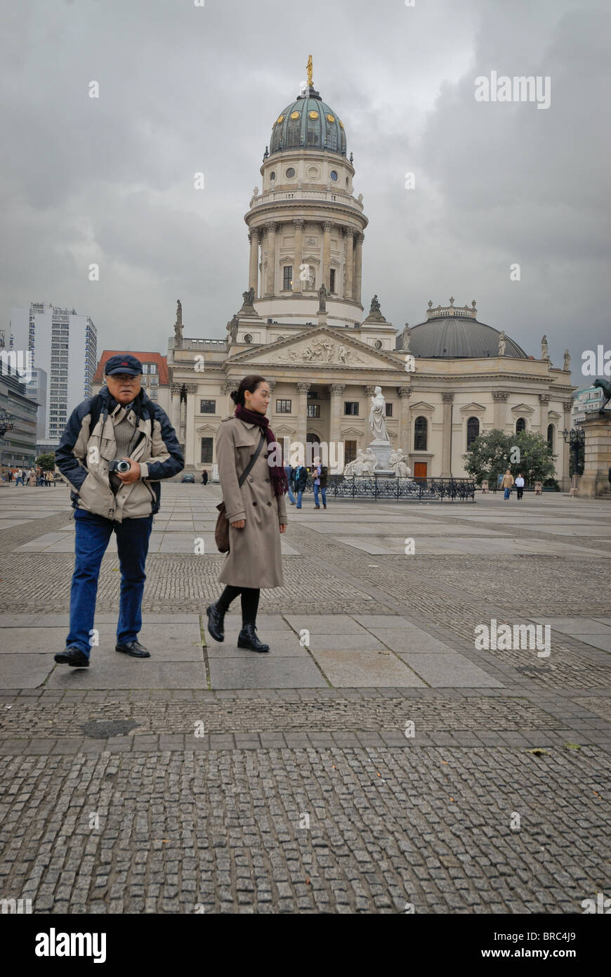 tourists at the Gendarmenmarkt  cathedrals, Berlin, Germany Stock Photo
