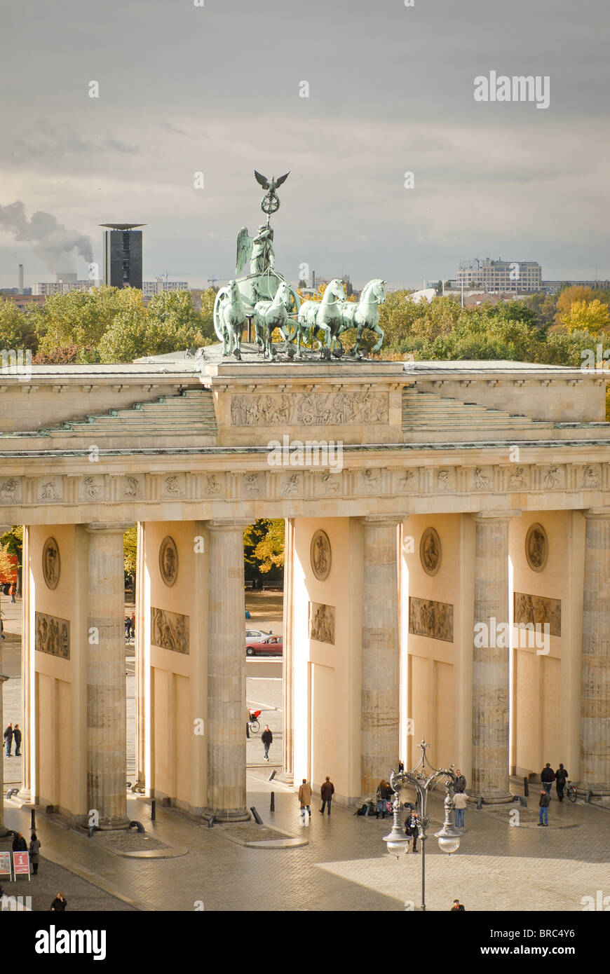 Brandenburg gate from Adlon Hotel, Berlin Stock Photo