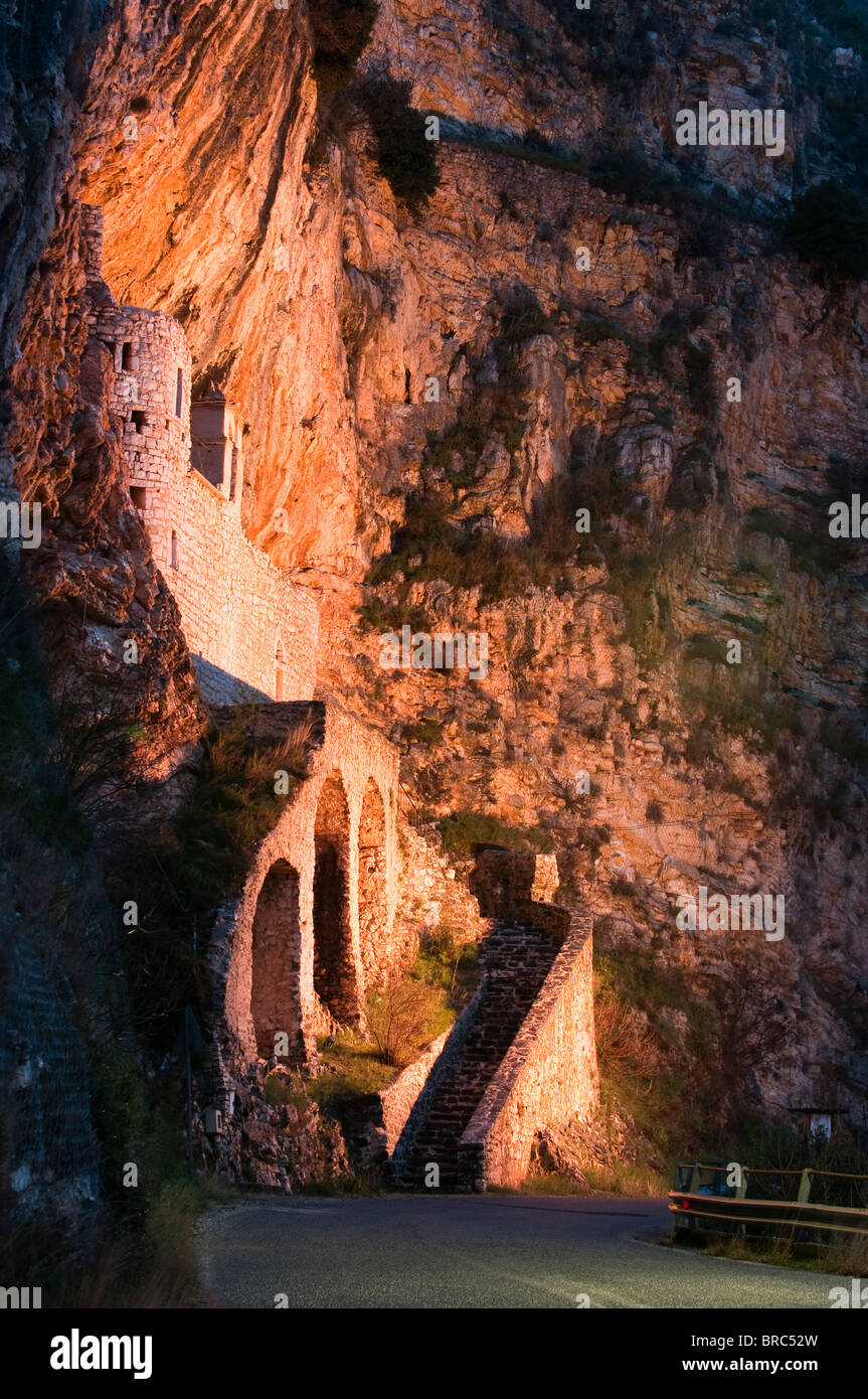 Hermitage of San Cataldo by night, Cottanello, Rieti, Lazio (Latium