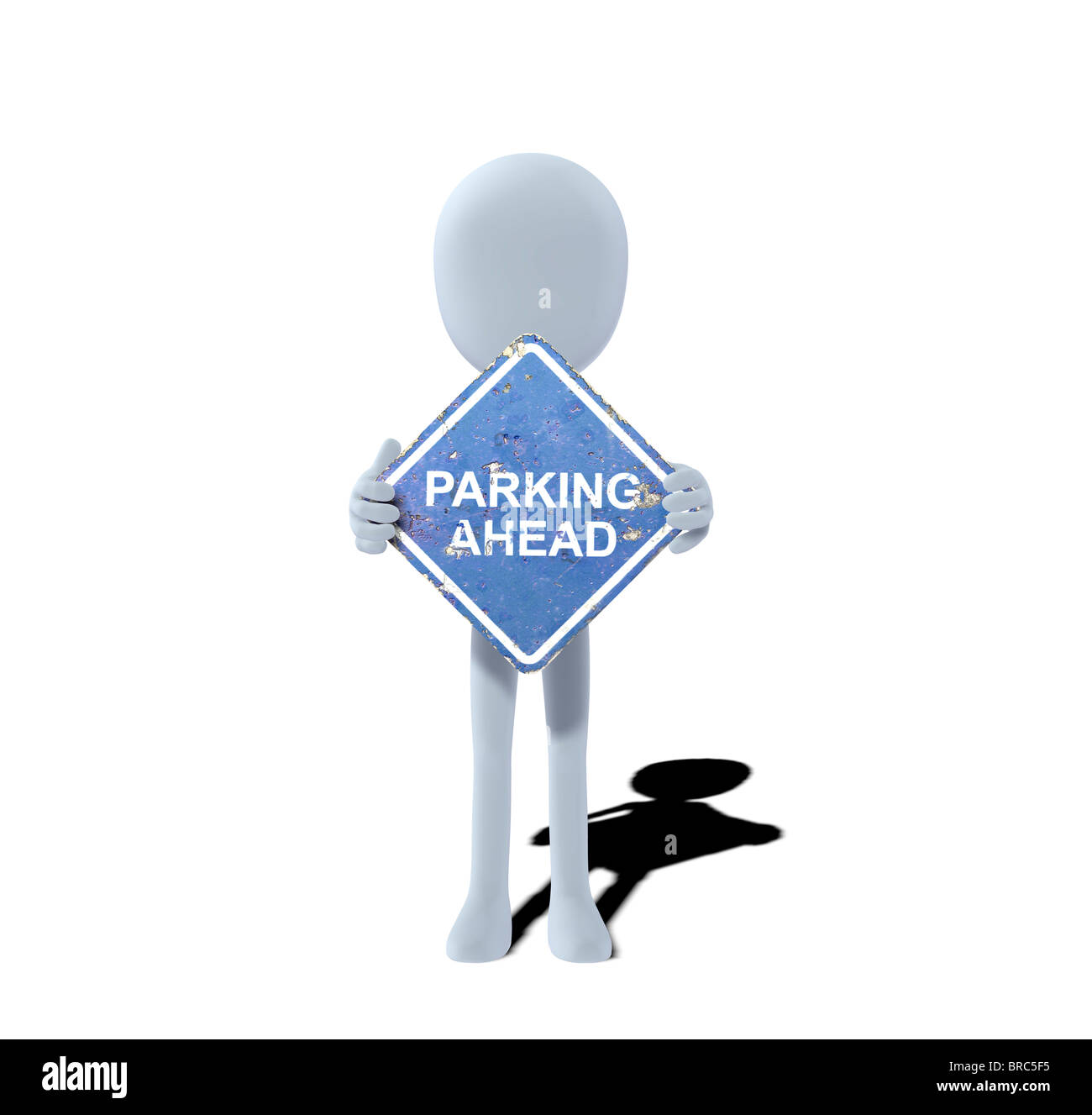 concept figure with sign Parking ahead Stock Photo