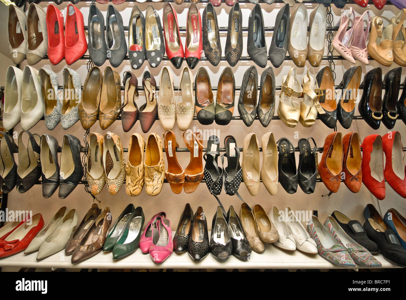 Ladies shoes on display rack hi-res stock photography and images - Alamy