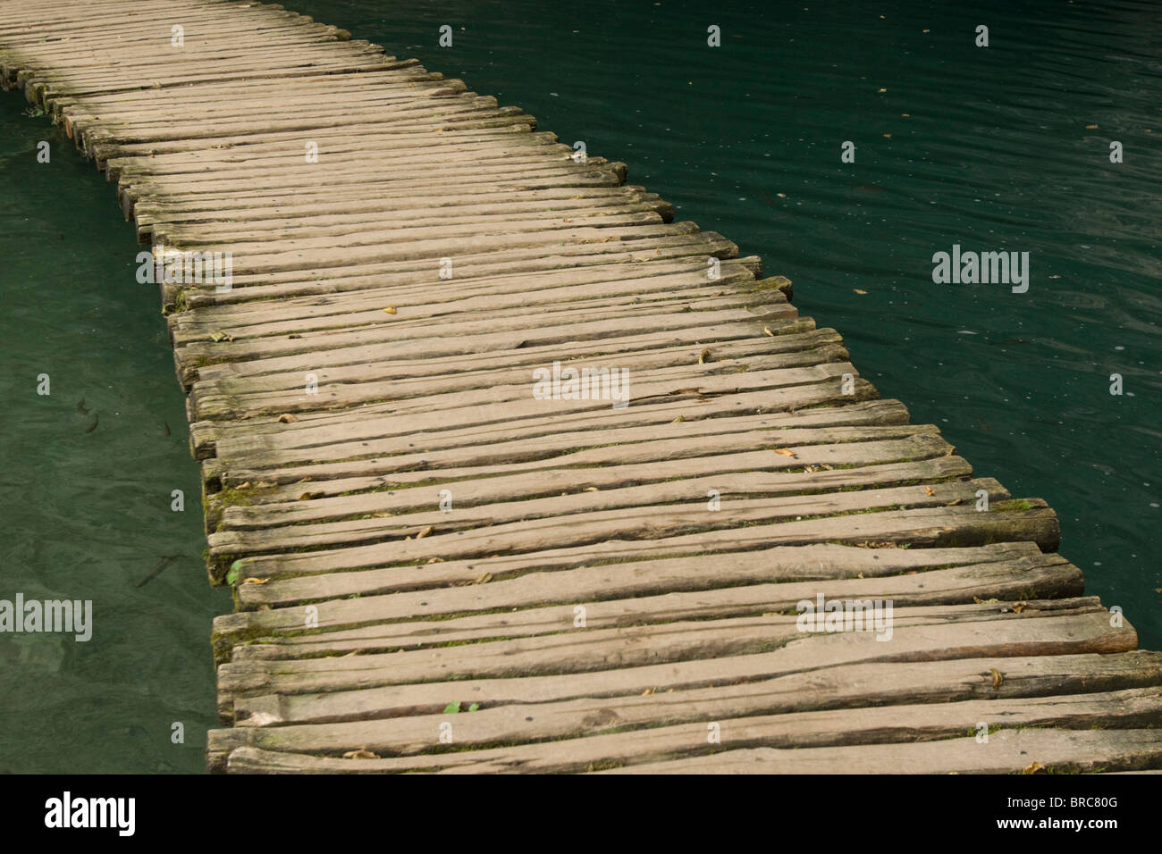 A wooden walkway in the Plitvice lakes in Croatia Stock Photo