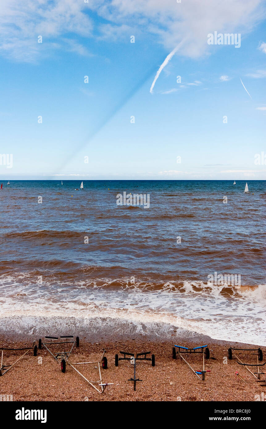 Contrail shadow at Sidmouth Stock Photo