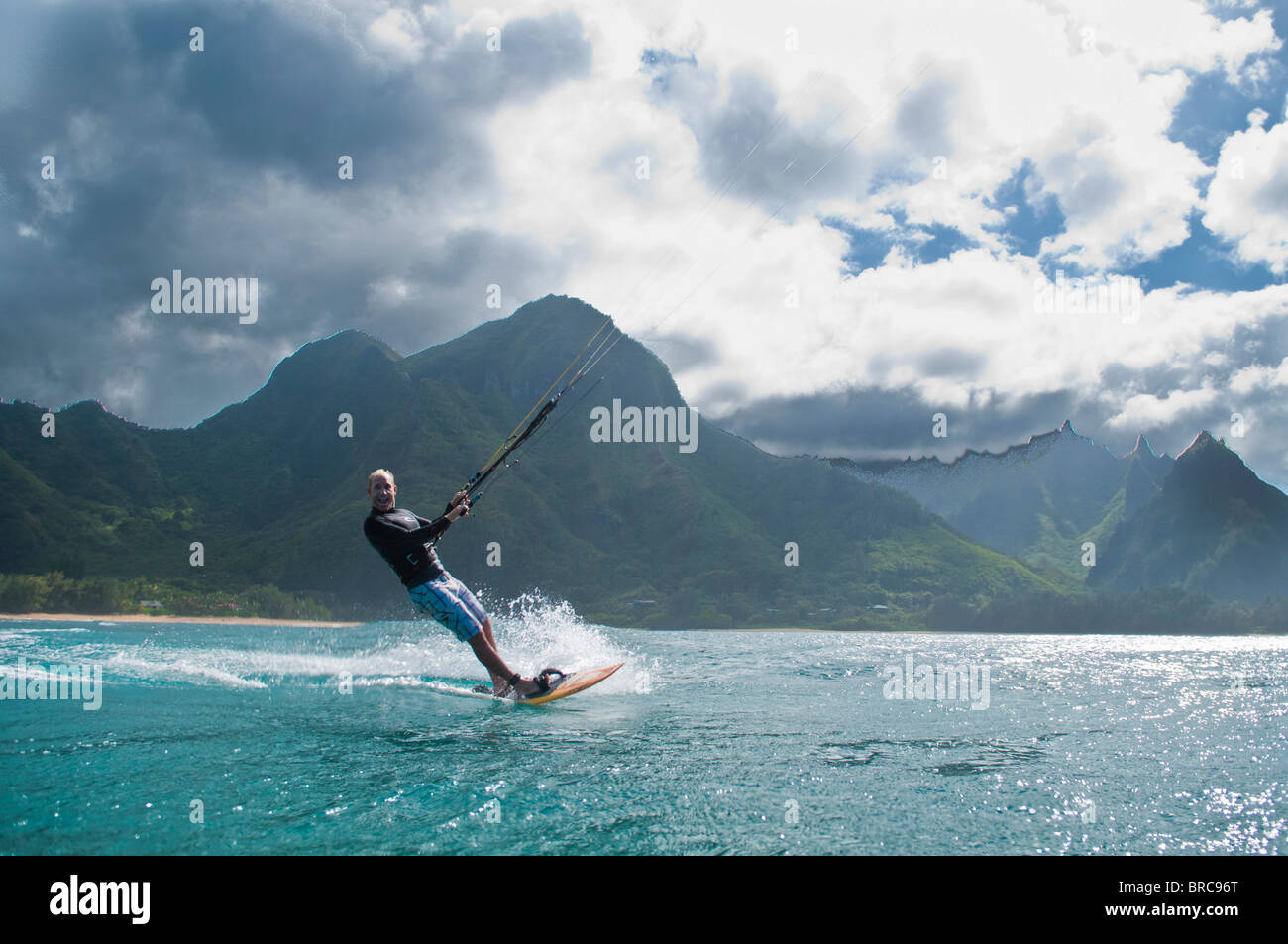 Kitesurfing, Kauai, Hawaii Stock Photo Alamy