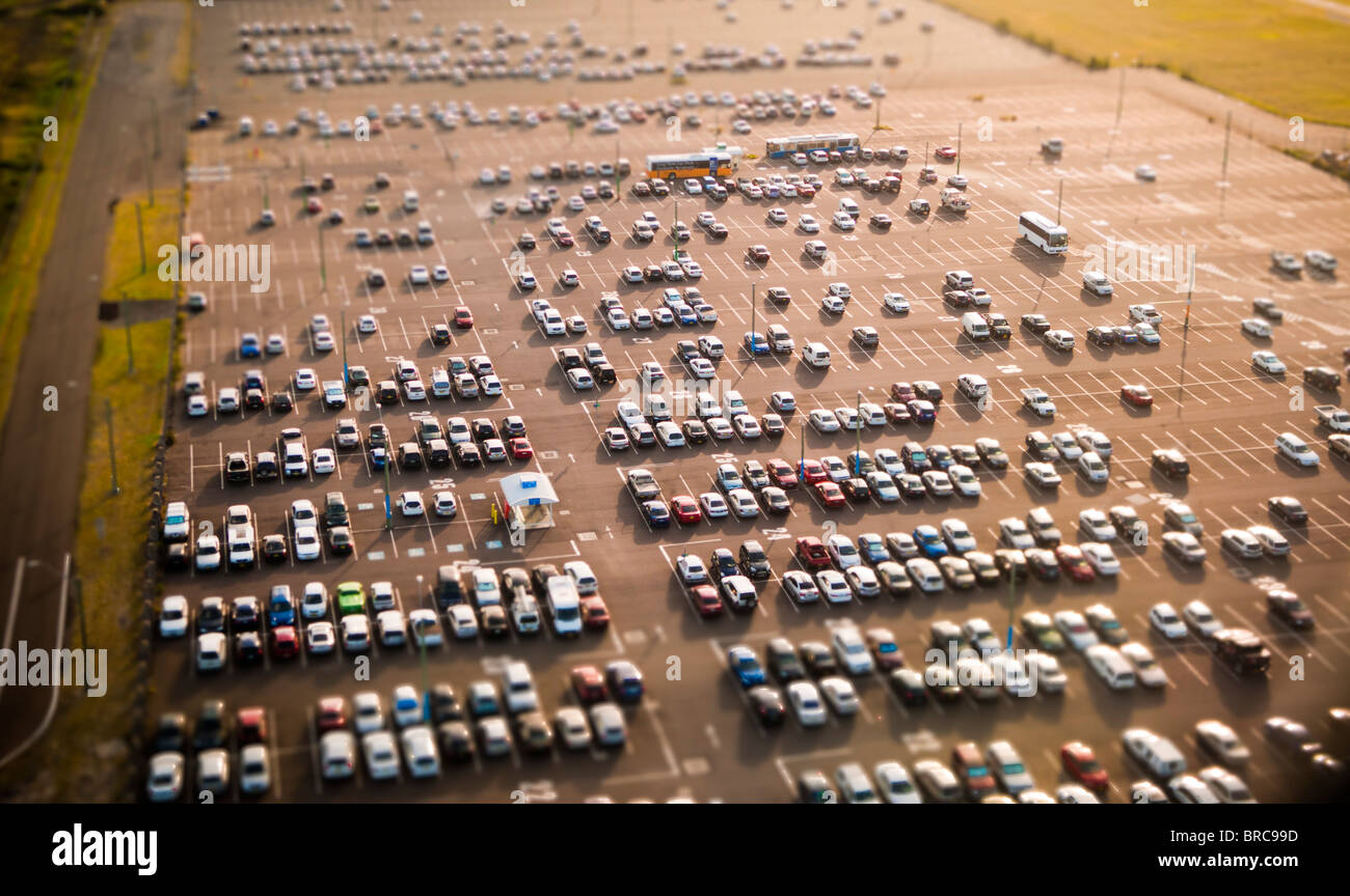 Aerial view of cars in parking lot, Sydney Airport, NSW, Australia Stock Photo