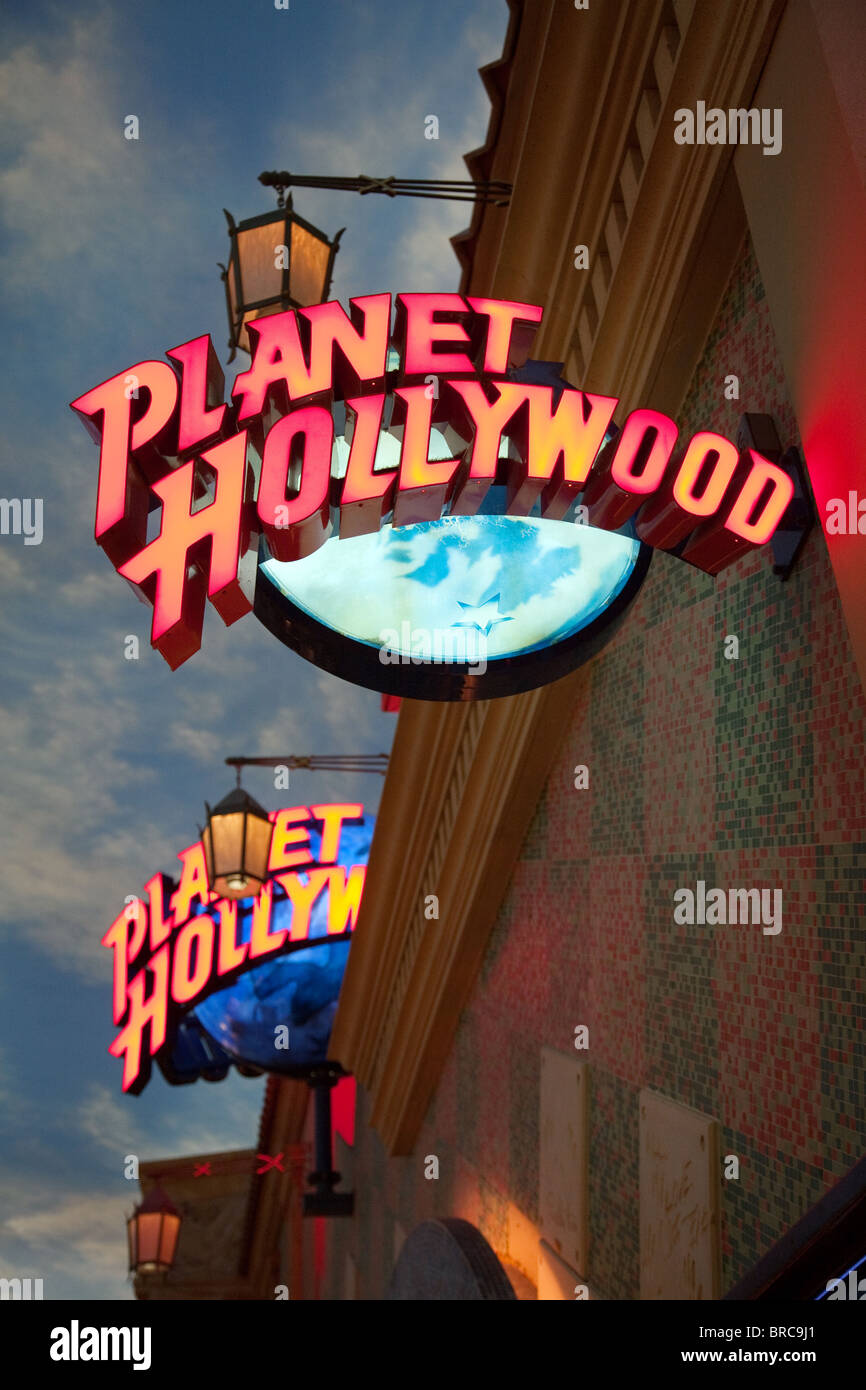 Planet Hollywood restaurant signs, the Forum shops, Caesars Palace Hotel, Las Vegas USA Stock Photo
