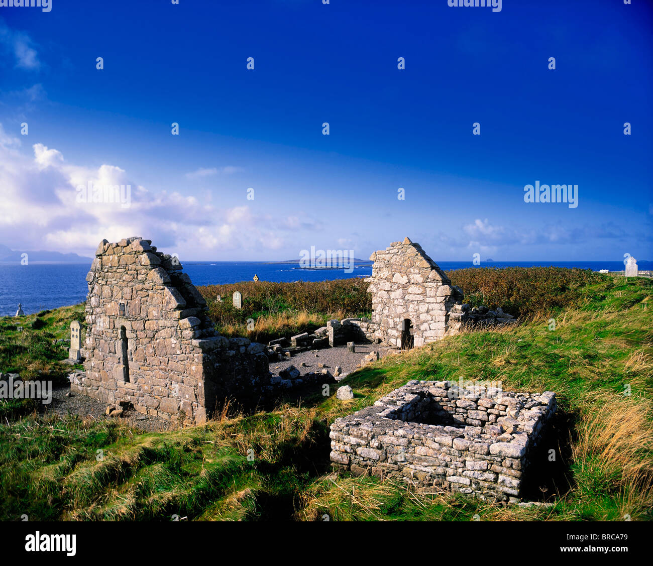 Mullet Peninsula, Co Mayo, Ireland, Ruins Of A Church Stock Photo
