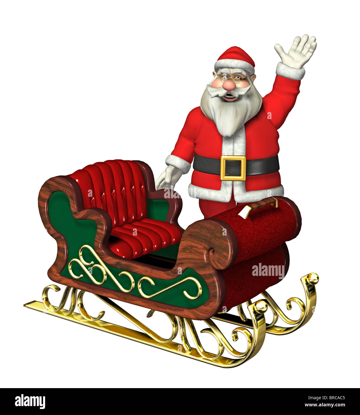 Santa Claus with reindeer sleigh Stock Photo