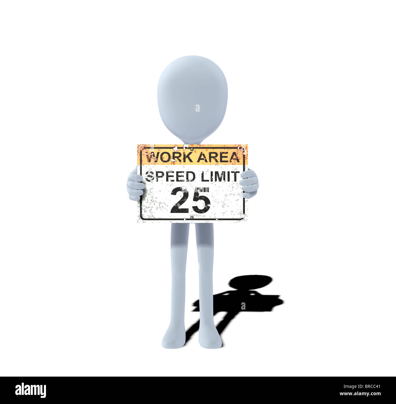 concept figure with sign Work area speed limit 25 Stock Photo