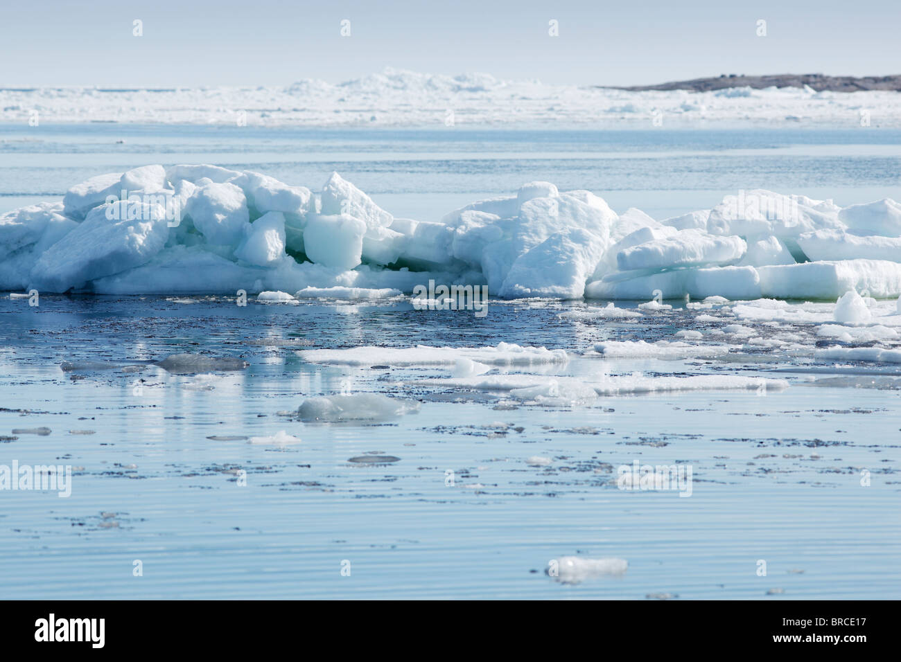 Melting ice on sea in spring Stock Photo