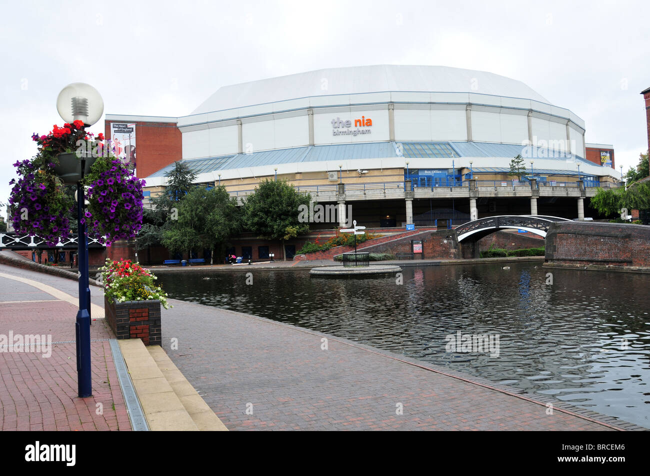 National Indoor Arena, Birmingham from side of Birmingham Canal Stock