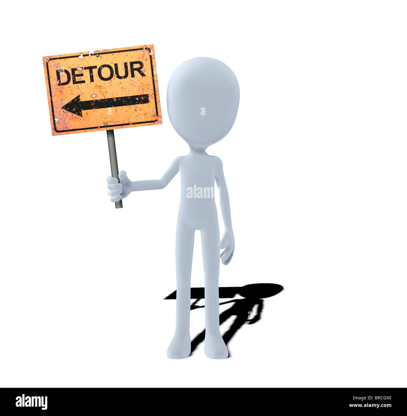 concept figure with sign detour Stock Photo