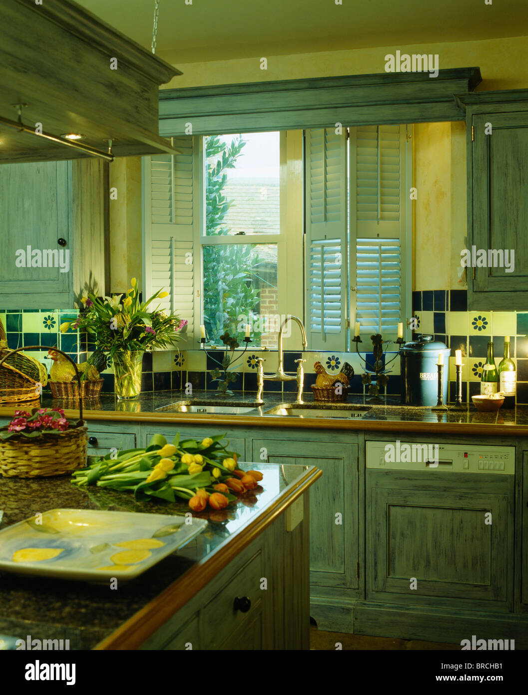 Interiors traditional kitchens island units hires stock photography