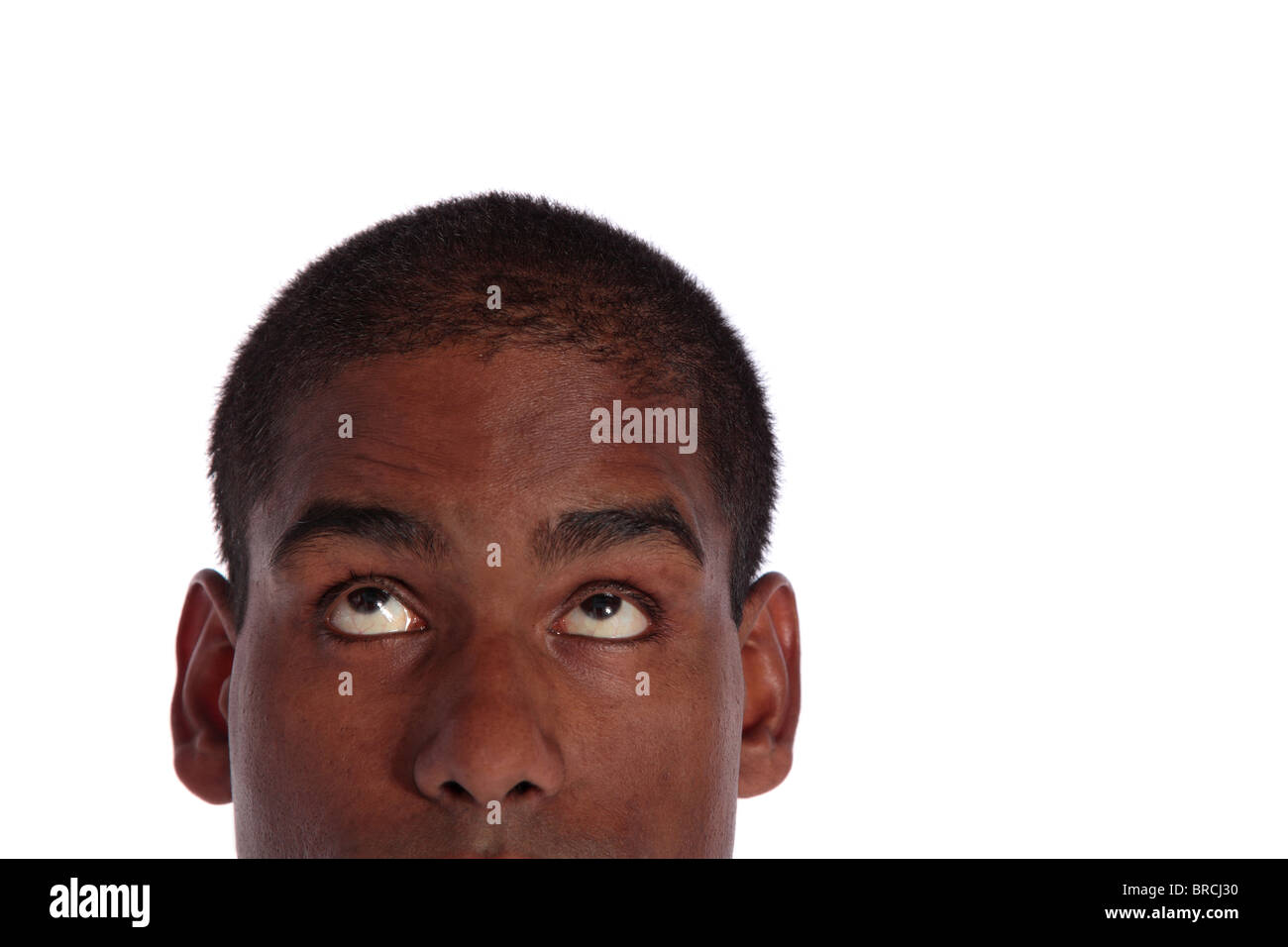Face of an attractive dark-skinned man. All on white background. Stock Photo