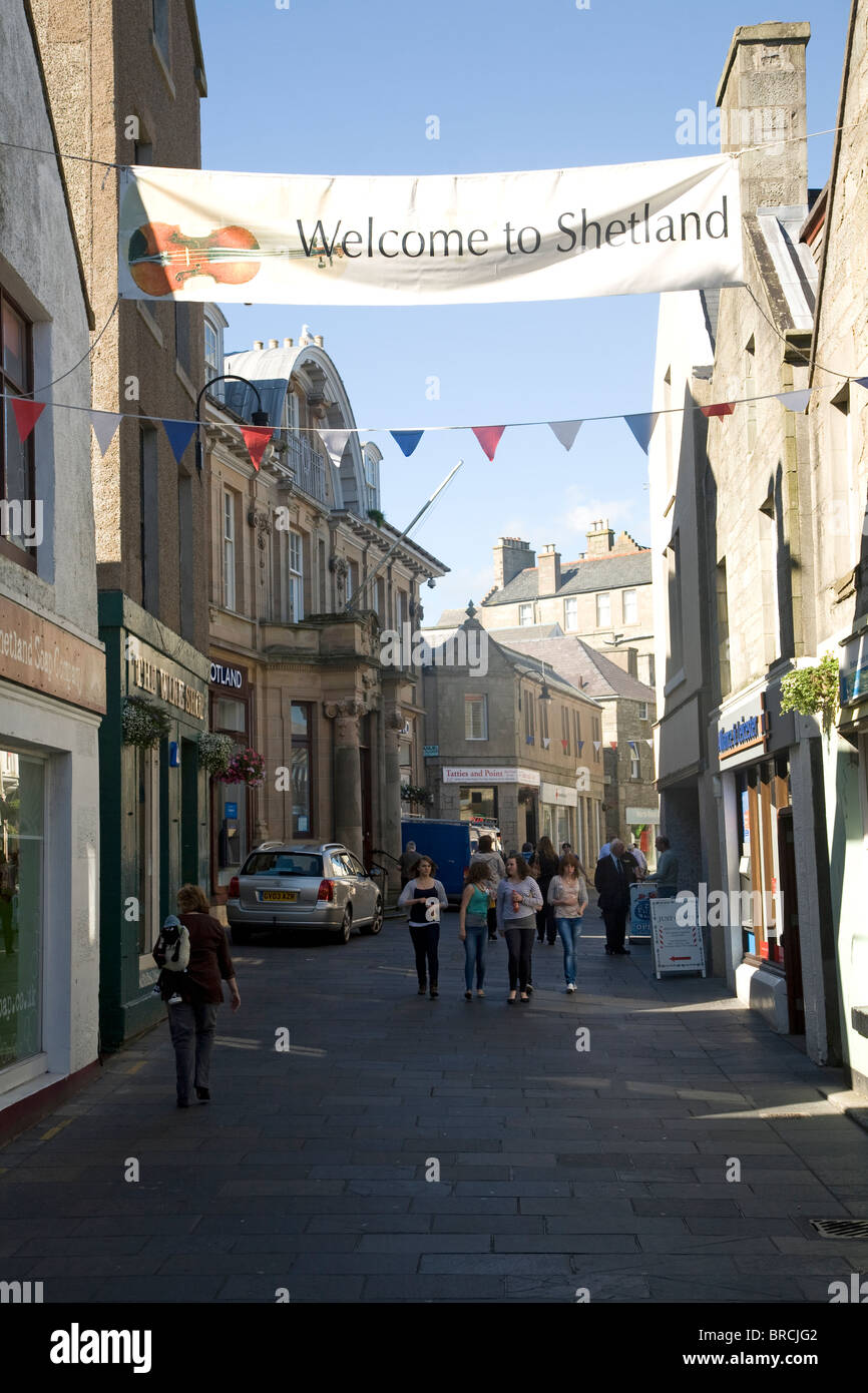 to Shetland banner, Commercial Street, Lerwick, Shetland