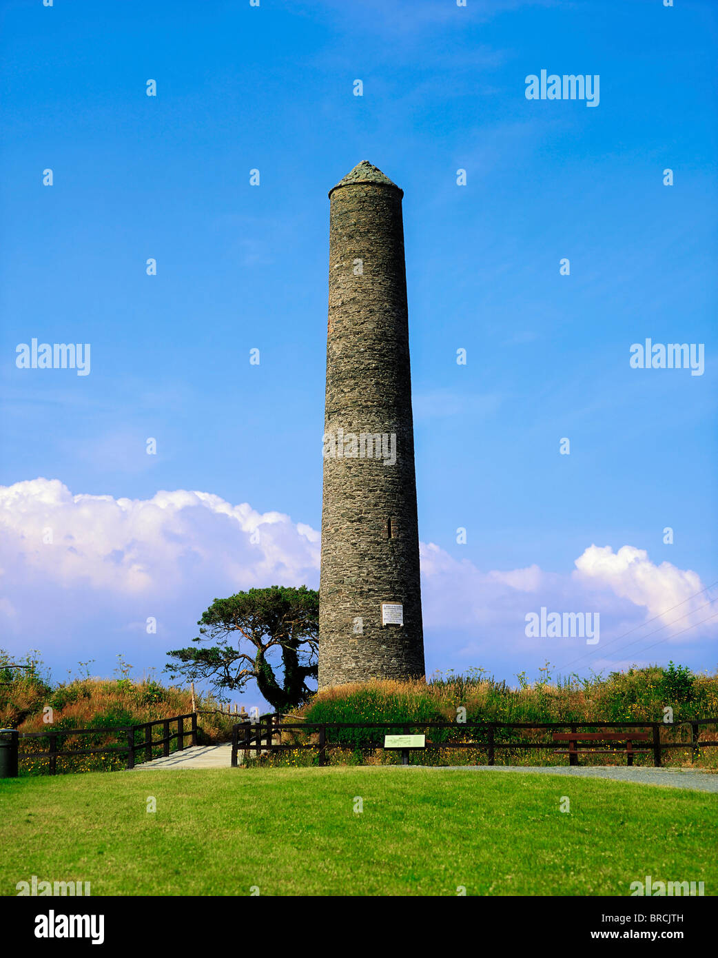 Irish National Heritage Park, Co Wexford, Ireland; Round Tower Replica Built In 1857 Stock Photo