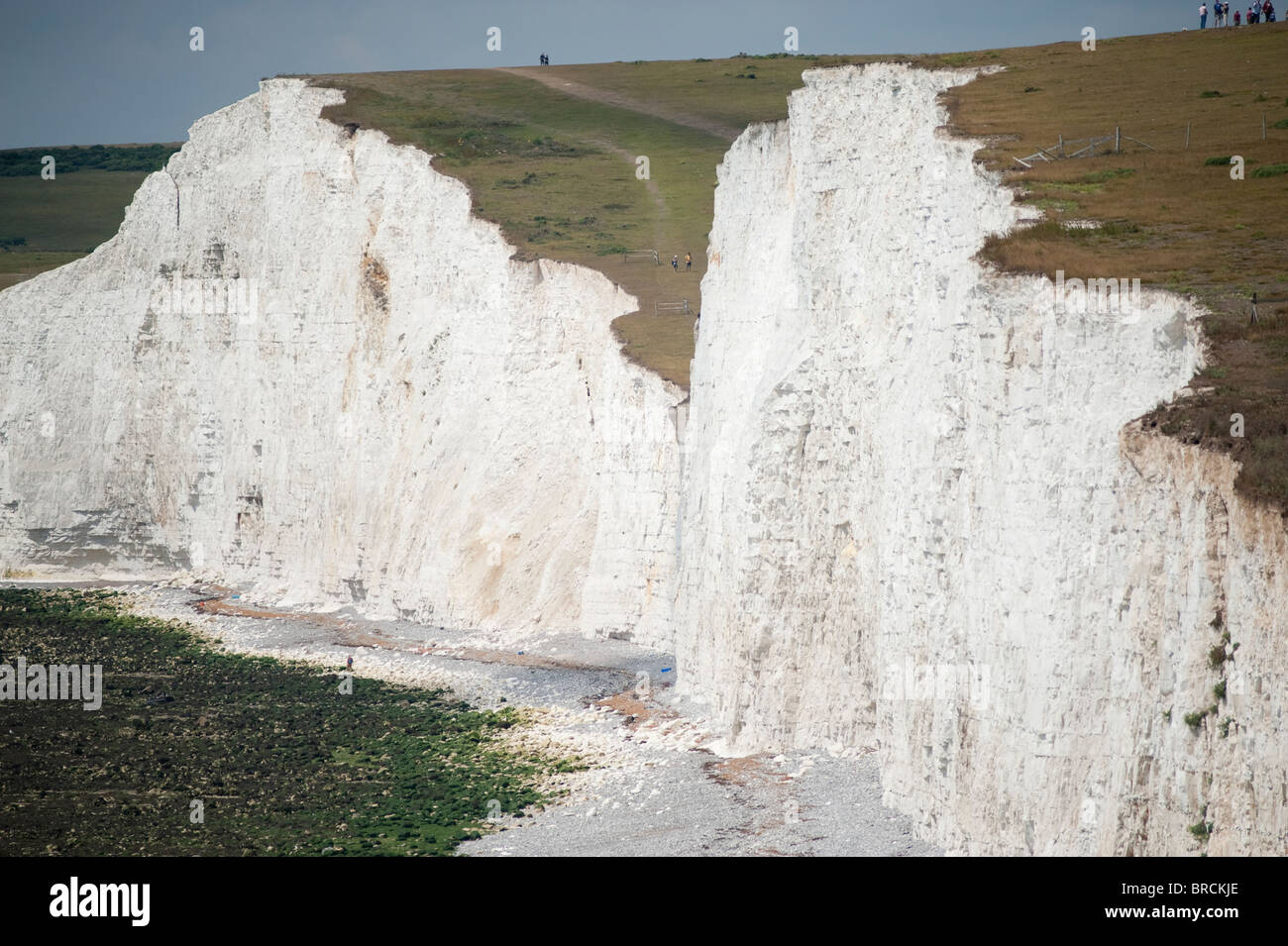 White Chalk Cliffs at Birling Gap, East Sussex, England, UK Stock Photo