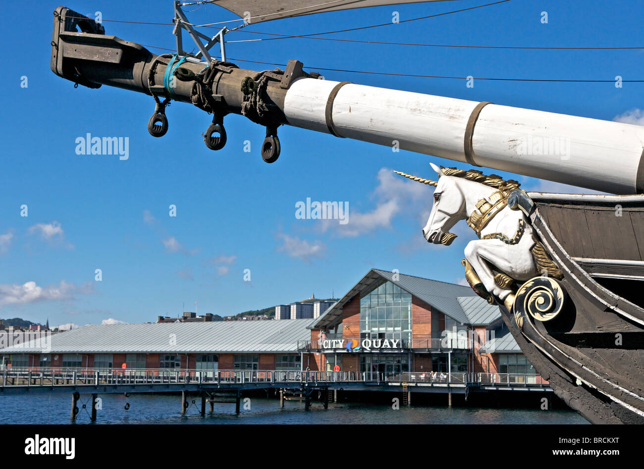 The Frigate Unicorn is the oldest British warship and is docked in Dundee, Scotland. Stock Photo