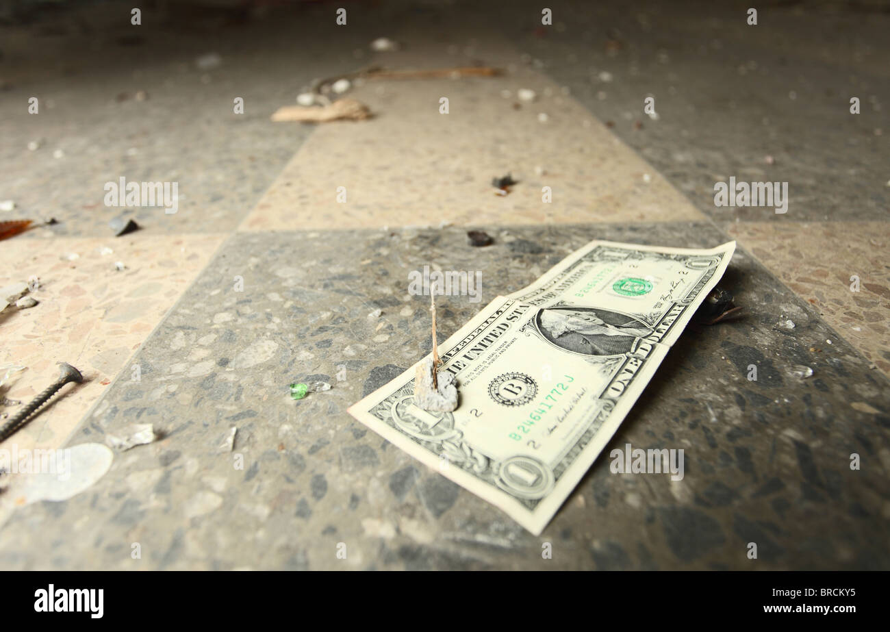 one dollar on a floor Stock Photo - Alamy