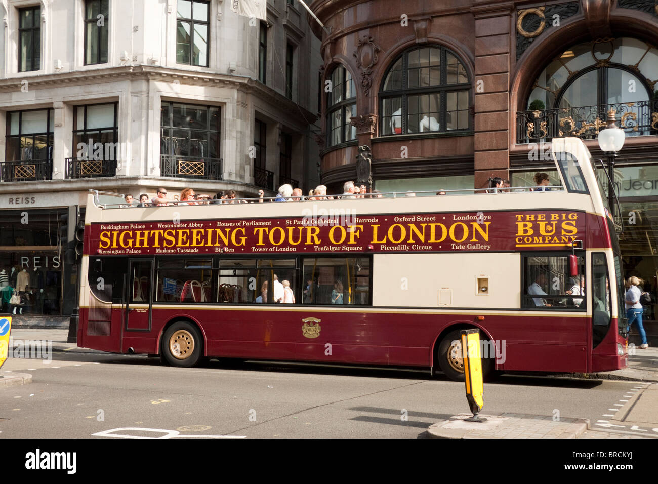Open top sightseeing tourist bus, Regent Street, London, England, UK Stock Photo