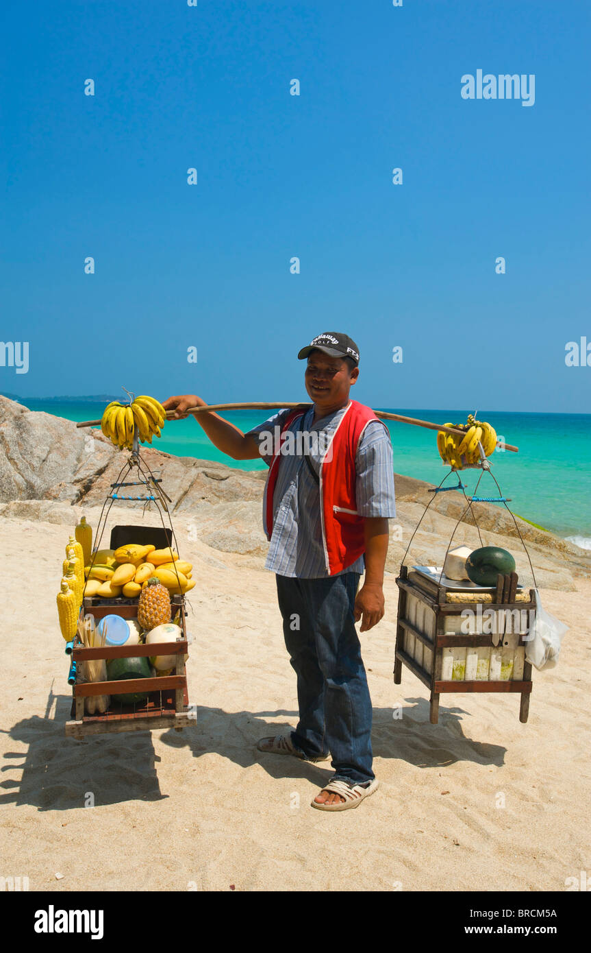 Salesman at Chaweng Beach, Ko Samui Island, Thailand Stock Photo