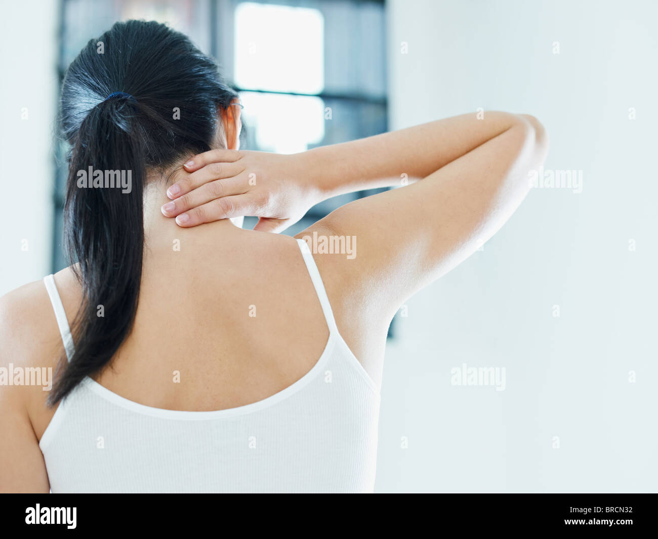woman with backache Stock Photo